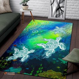Aboriginal Area Rug Indigenous Turtle Ocean Dot Painting Art