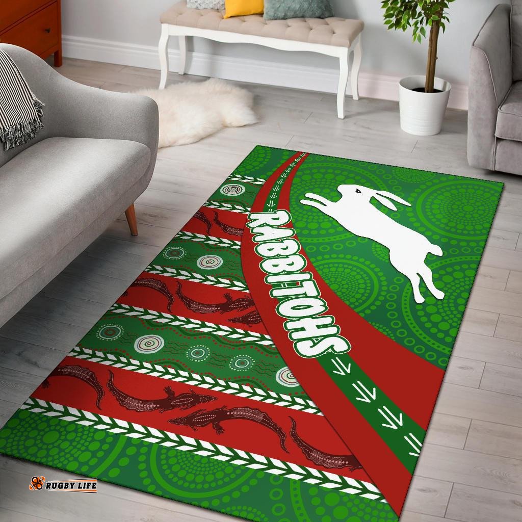 South Sydney Rabbitohs Aboriginal Area Rug Victorian Vibes