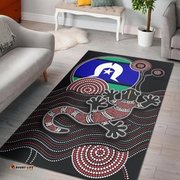 Aboriginal Area Rug Aboriginal Gecko with Torres Strait Islanders Flag