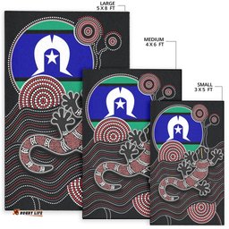 Aboriginal Area Rug Aboriginal Gecko with Torres Strait Islanders Flag