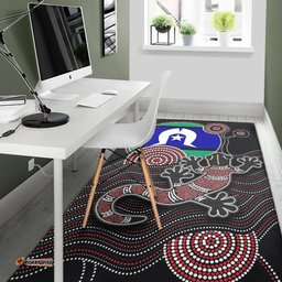 Aboriginal Area Rug Aboriginal Gecko with Torres Strait Islanders Flag