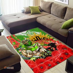 Personalised Mascot Raiders ANZAC Area Rug Lest We Forget