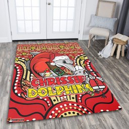 Redcliffe Dolphins Christmas Custom Area Rug - Christmas Knit Patterns Vintage Jersey Ugly Area Rug
