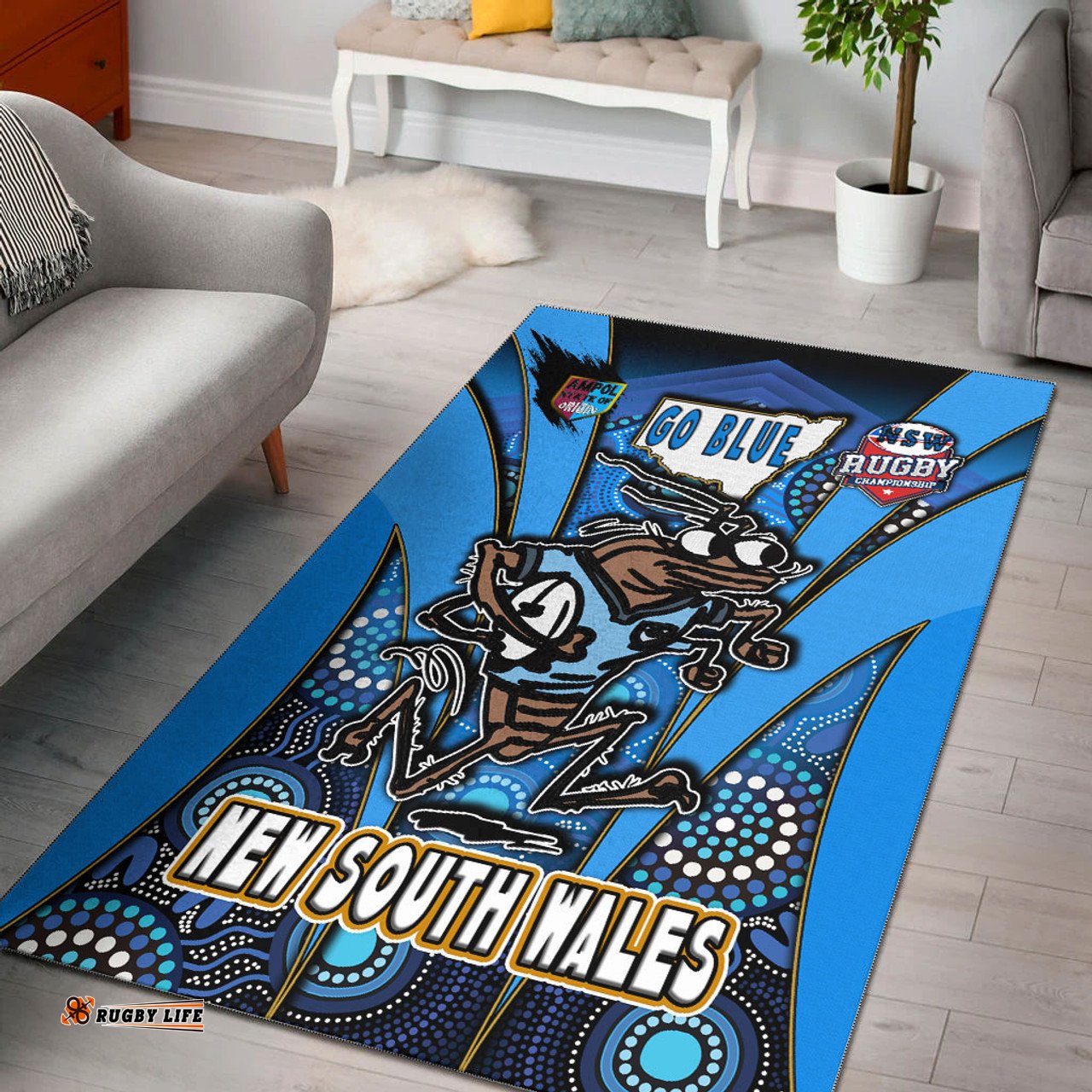 Cockroaches  Area Rug - Cockroaches Mascot With Aboriginal Inspired Art  Area Rug