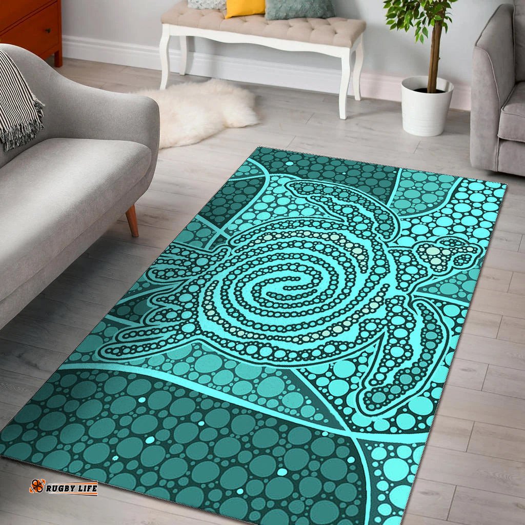 turtle area rug aboriginal green style tee aussie