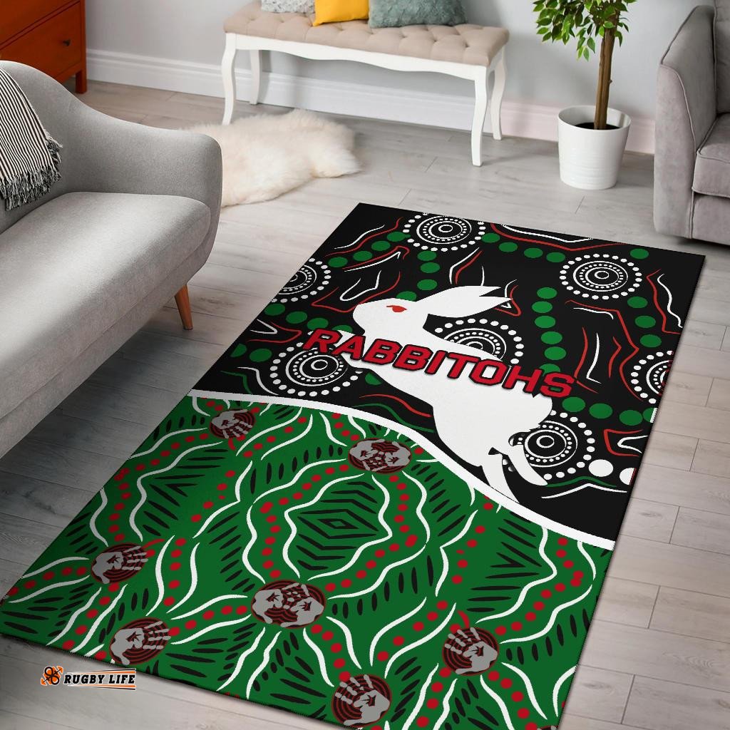 Rabbitohs Area Rug Aboriginal