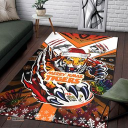Australia Tigers Christmas Area Rug - Custom Merry Tigers Christmas Indigenous Rug