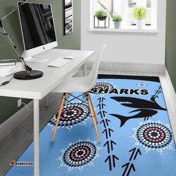 cronulla area rug sharks simple indigenous blue tee aussie