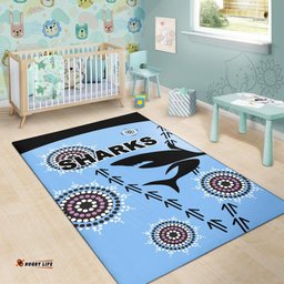 cronulla area rug sharks simple indigenous blue tee aussie