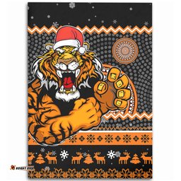 Wests Tigers Area Rug - Australia Ugly Xmas With Aboriginal Patterns For Die Hard Fans