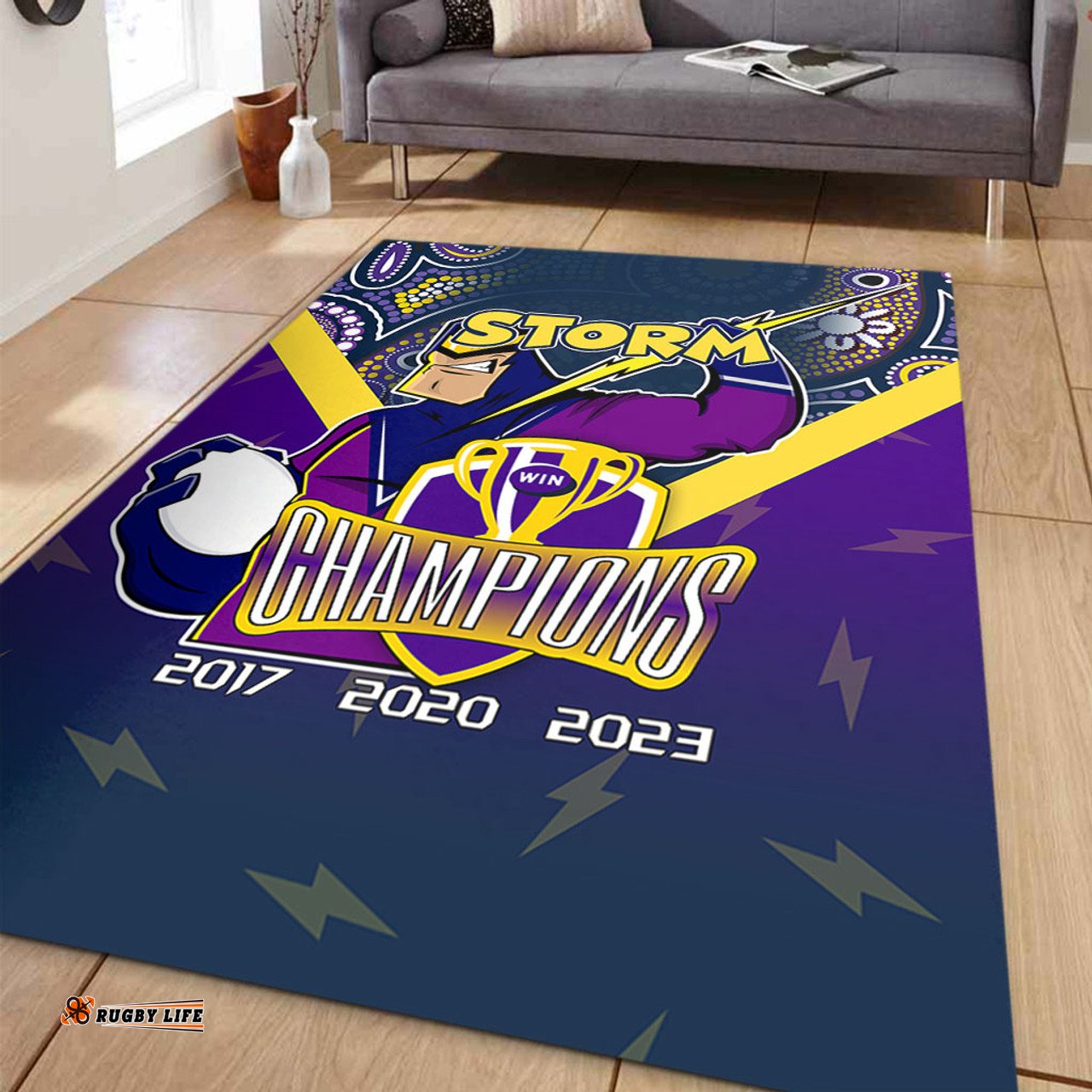 Melbourne Storm Area Rug Talent Win Games But Teamwork And Intelligence Win Championships With Aboriginal Style