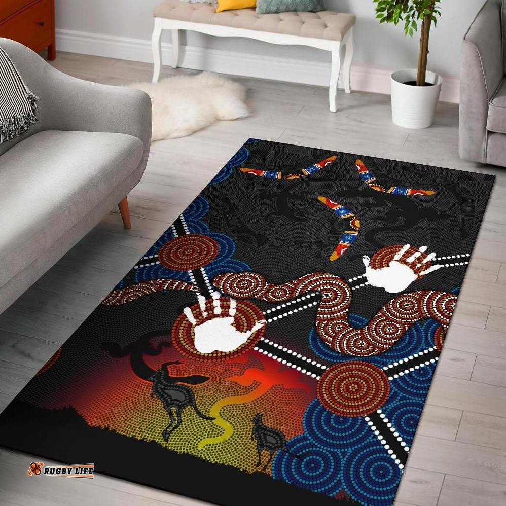 aboriginal area rug australian boomerang and snake indigenous art tee aussie