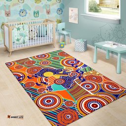 Aboriginal Area Rug Australian Map Dot Painting