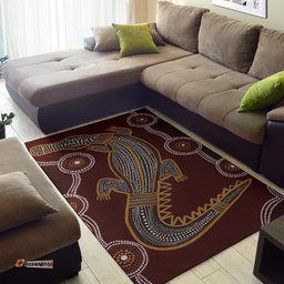 Aboriginal Area Rug Indigenous Crocodile Brown Color