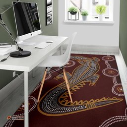 Aboriginal Area Rug Indigenous Crocodile Brown Color