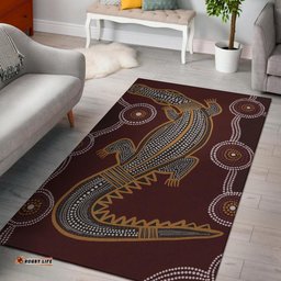 Aboriginal Area Rug Indigenous Crocodile Brown Color