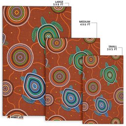 Aboriginal Area Rug Aussie Turtle with Aboriginal Style