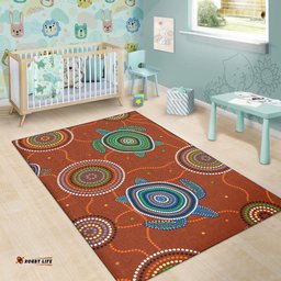 Aboriginal Area Rug Aussie Turtle with Aboriginal Style
