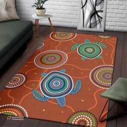 Aboriginal Area Rug Aussie Turtle with Aboriginal Style
