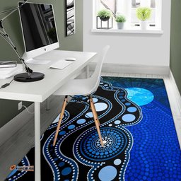 Area Rug Australia Indigenous Flag Circle Dot Painting Art Rug