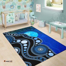 Area Rug Australia Indigenous Flag Circle Dot Painting Art Rug
