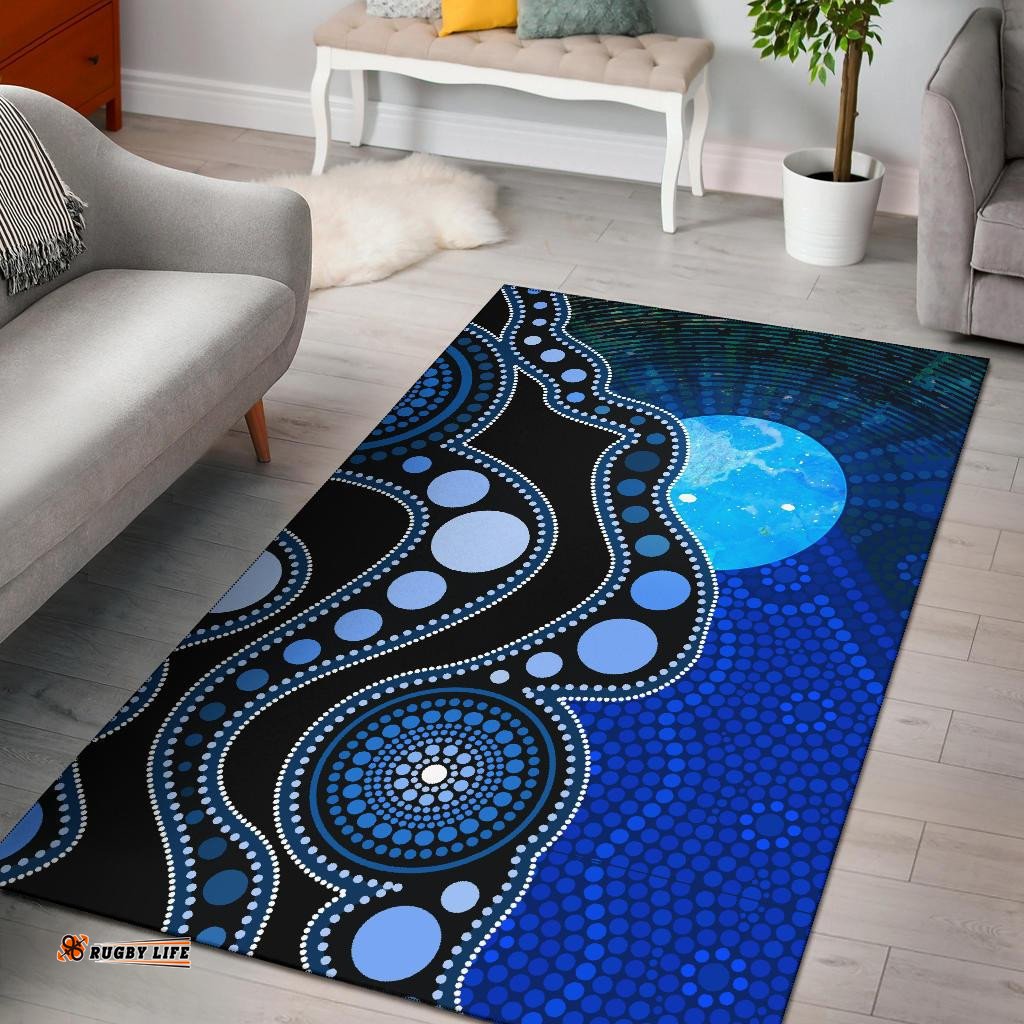 Area Rug Australia Indigenous Flag Circle Dot Painting Art Rug