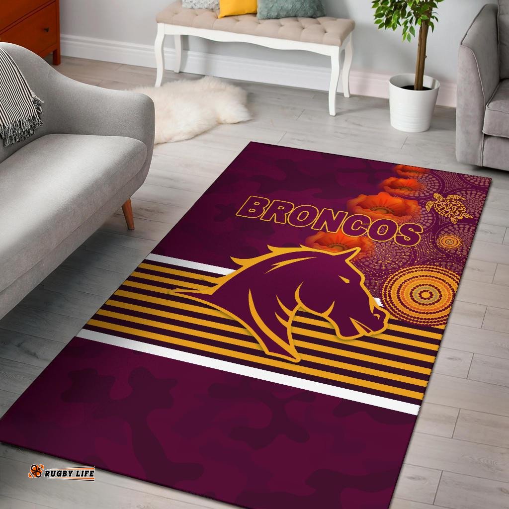 brisbane broncos area rug anzac day indigenous tee aussie