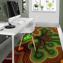 Aboriginal Area Rug Tree Dot Painting Art