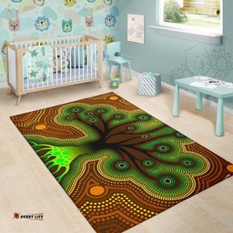 Aboriginal Area Rug Tree Dot Painting Art