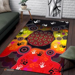 Aboriginal Area Rug Indigenous Circle Dot Painting Hand Art