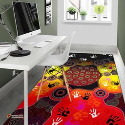 Aboriginal Area Rug Indigenous Circle Dot Painting Hand Art