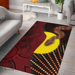 Aboriginal Area Rug Indigenous Snake Sun Dot Painting