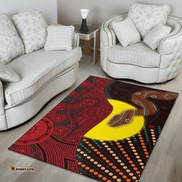 Aboriginal Area Rug Indigenous Snake Sun Dot Painting