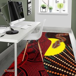 Aboriginal Area Rug Indigenous Snake Sun Dot Painting