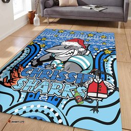 Cronulla-Sutherland Sharks Christmas Custom Area Rug - Christmas Knit Patterns Vintage Jersey Ugly Area Rug