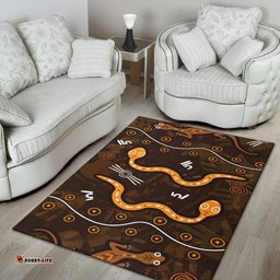 Aboriginal Area Rug Indigenous Snake Hand Brown Color