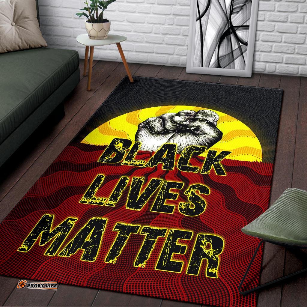Area Rug Aboriginal Black Lives Matter Sun Dot Painting