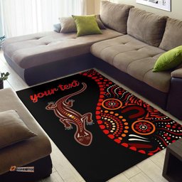 Aboriginal Personalised Area Rug Aboriginal Lizard With Dot Painting Pattern