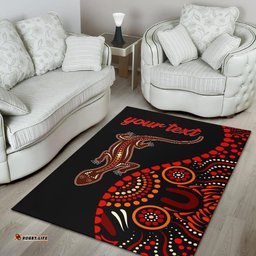 Aboriginal Personalised Area Rug Aboriginal Lizard With Dot Painting Pattern