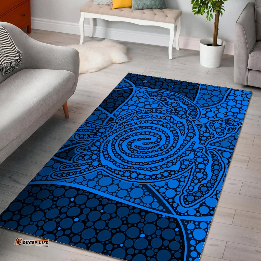 Turtle Area Rug Aboriginal Blue Style