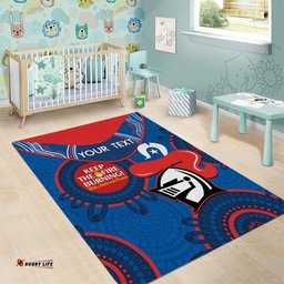 Custom NRL Knights NAIDOC Week Area Rug Keep The Fire Burning Indigenous Art
