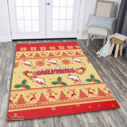 Redcliffe Dolphins Christmas Area Rug - Redcliffe Dolphins Dolphins Special Ugly Christmas Area Rug