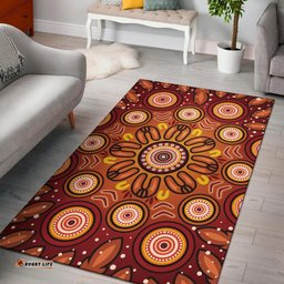 Aboriginal Area Rug Circle Flowers Patterns VER01