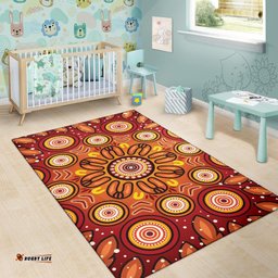 Aboriginal Area Rug Circle Flowers Patterns VER01