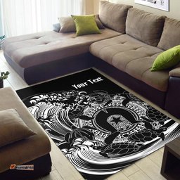 Custom Aboriginal Area Rug Torres Strait Islands in Wave Black