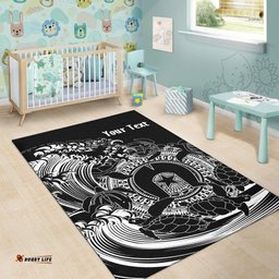 Custom Aboriginal Area Rug Torres Strait Islands in Wave Black