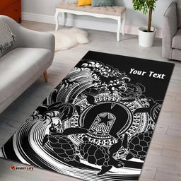 Custom Aboriginal Area Rug Torres Strait Islands in Wave Black