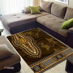 Gold African Dashiki With Australia Aboriginal Art Area Rug