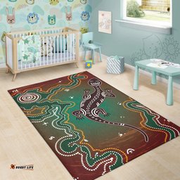 Aboriginal Area Rug Lizard and Dot Painting