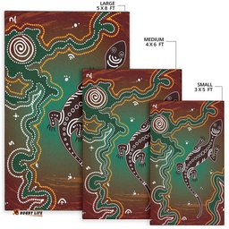 Aboriginal Area Rug Lizard and Dot Painting
